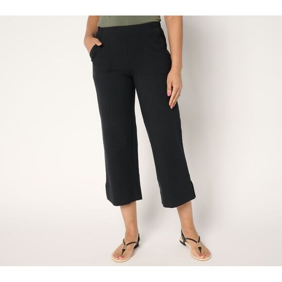 Women with Control Women's Petite Pants 2XP 86 Wide Leg Crop Black A685167 - Picture 1 of 4